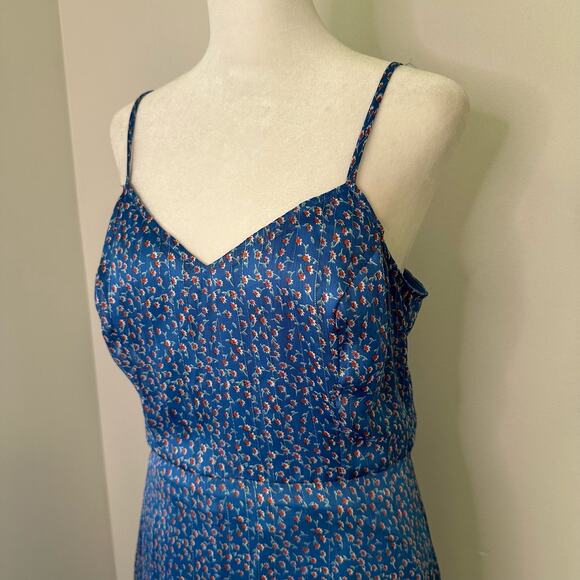 Lulu's Dreams of Love royal blue & red floral sleeveless midi dress size M - Picture 3 of 14